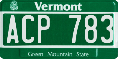 VT license plate ACP783
