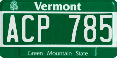 VT license plate ACP785
