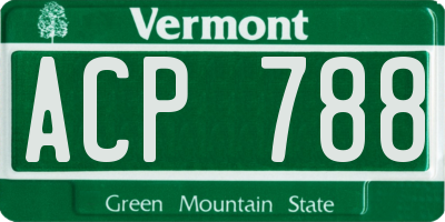 VT license plate ACP788