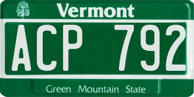 VT license plate ACP792