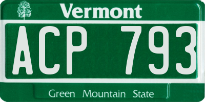 VT license plate ACP793