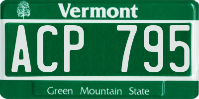 VT license plate ACP795