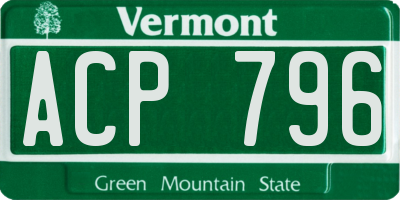 VT license plate ACP796