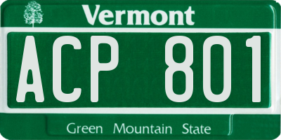 VT license plate ACP801