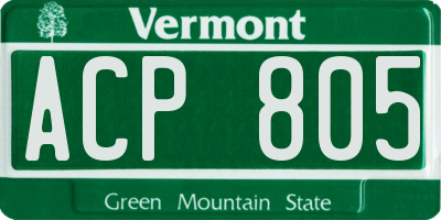 VT license plate ACP805