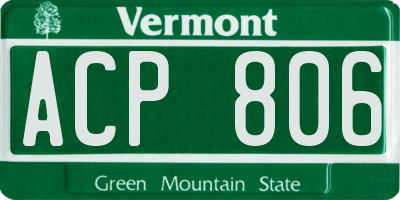 VT license plate ACP806