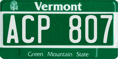 VT license plate ACP807