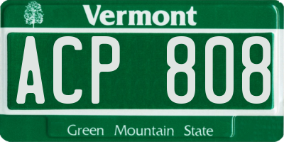 VT license plate ACP808