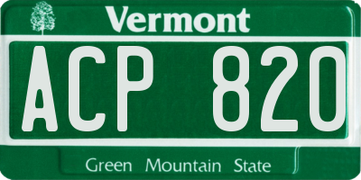VT license plate ACP820