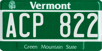 VT license plate ACP822
