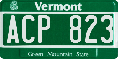 VT license plate ACP823