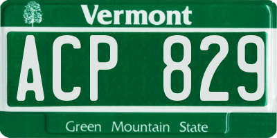 VT license plate ACP829