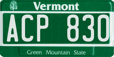 VT license plate ACP830