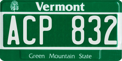 VT license plate ACP832