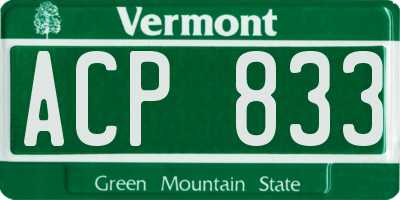 VT license plate ACP833