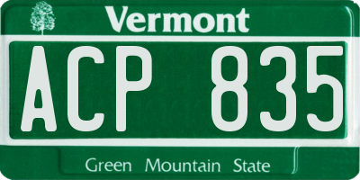 VT license plate ACP835