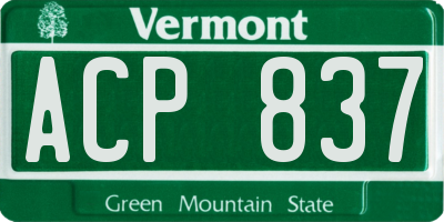 VT license plate ACP837