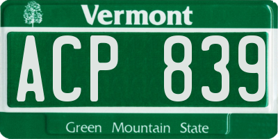 VT license plate ACP839