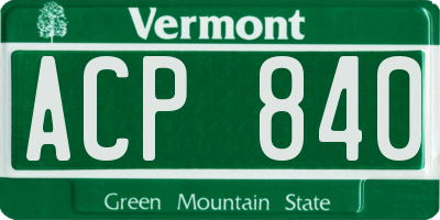 VT license plate ACP840