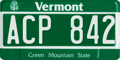 VT license plate ACP842