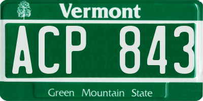 VT license plate ACP843