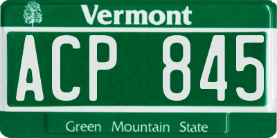 VT license plate ACP845