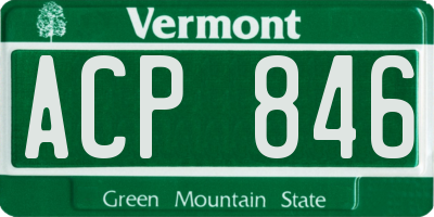 VT license plate ACP846