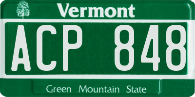 VT license plate ACP848
