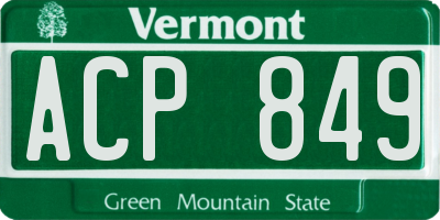 VT license plate ACP849