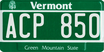 VT license plate ACP850