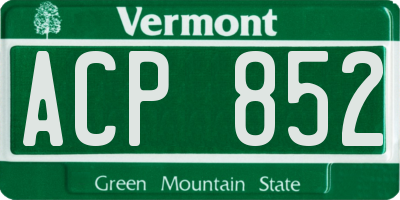 VT license plate ACP852