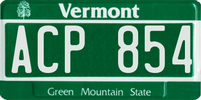 VT license plate ACP854
