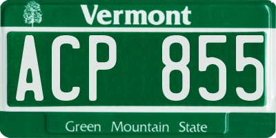 VT license plate ACP855