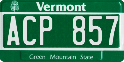 VT license plate ACP857