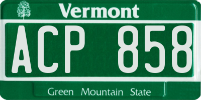 VT license plate ACP858