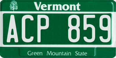 VT license plate ACP859