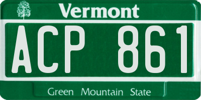 VT license plate ACP861
