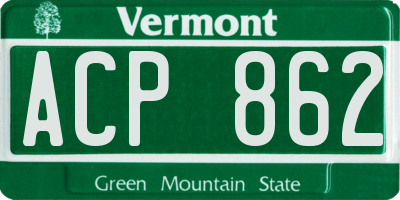 VT license plate ACP862