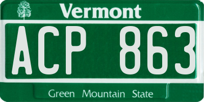 VT license plate ACP863