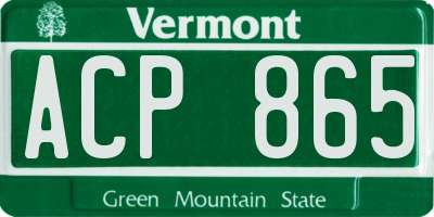 VT license plate ACP865