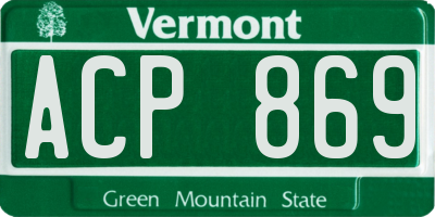 VT license plate ACP869
