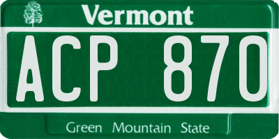 VT license plate ACP870
