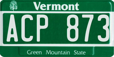 VT license plate ACP873