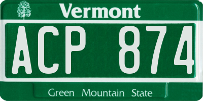 VT license plate ACP874