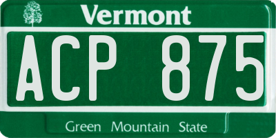 VT license plate ACP875