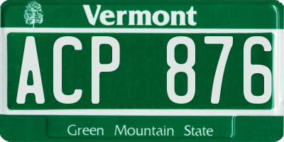 VT license plate ACP876