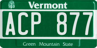 VT license plate ACP877