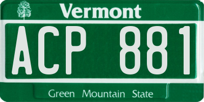 VT license plate ACP881