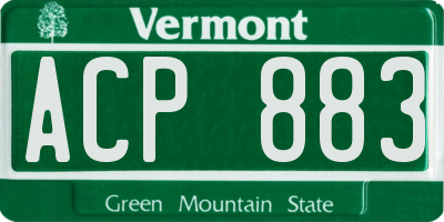 VT license plate ACP883