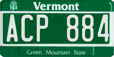 VT license plate ACP884